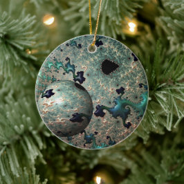 Emerald and Gold Mandelbrot met Sphere Ornament