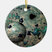 Emerald and Gold Mandelbrot met Sphere Ornament (Voorkant)