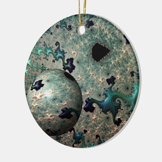 Emerald and Gold Mandelbrot met Sphere Ornament (Links)