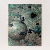 Emerald and Gold Mandelbrot met Sphere Puzzle Legpuzzel (Verticaal)