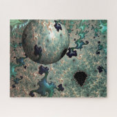 Emerald and Gold Mandelbrot met Sphere Puzzle Legpuzzel (Horizontaal)