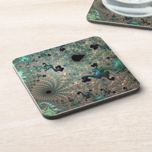 Emerald and Gold Mandelbrot Plastic Onderzetters (Linkerzijde)