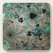 Emerald and Gold Mandelbrot Plastic Onderzetters (Voorkant)