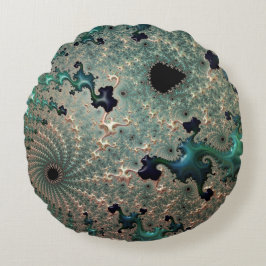 Emerald and Gold Mandelbrot Rond Kussen
