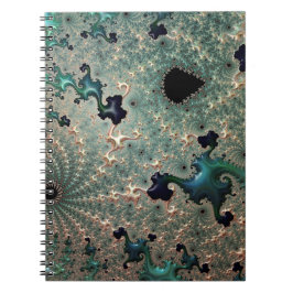 Emerald and Gold Mandelbrot Spiral Notitieboek