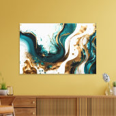 Emerald and Gold Marble Abstracte Fluid Art Canvas Afdruk (Insitu (Woonkamer))