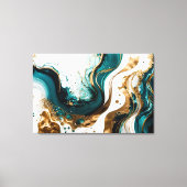 Emerald and Gold Marble Abstracte Fluid Art Canvas Afdruk (Voorkant)