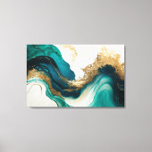 Emerald and Gold Marble Abstracte Fluid Art Canvas Afdruk (Voorkant)