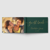 Emerald And Gold Signature Script Photo Wedding Gastenboek (Volledig)