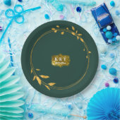 Emerald and Gold Simple Wreath Papieren Bordje (Feest)