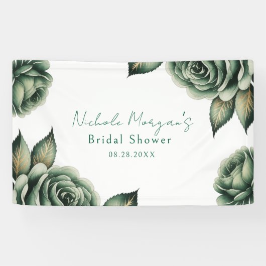 Emerald and Gold Wedding Bridal Shower Spandoek (Horizontaal)