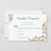 Emerald and Gold Wedding RSVP (Voorkant)