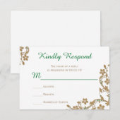 Emerald and Gold Wedding RSVP Kaartje (Voorkant / Achterkant)