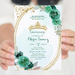 Emerald and Hunter Green Rozen Quinceanera Kaart<br><div class="desc">Emerald and Hunter Green Rozen Quinceanera Invitation Mis Quince Anos,  15e verjaardag</div>