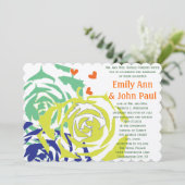 Emerald and Navy Modern Succulent Wedding Invite Kaart (Staand voorkant)