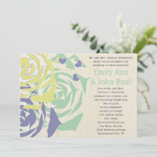 Emerald and Navy Modern Succulent Wedding Invite Kaart