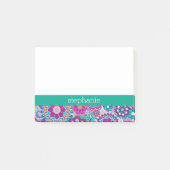 Emerald and Pink Floral Pattern - Voeg Jouw naam t Post-it® Notes (Voorkant)