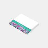 Emerald and Pink Floral Pattern - Voeg Jouw naam t Post-it® Notes (Schuin)