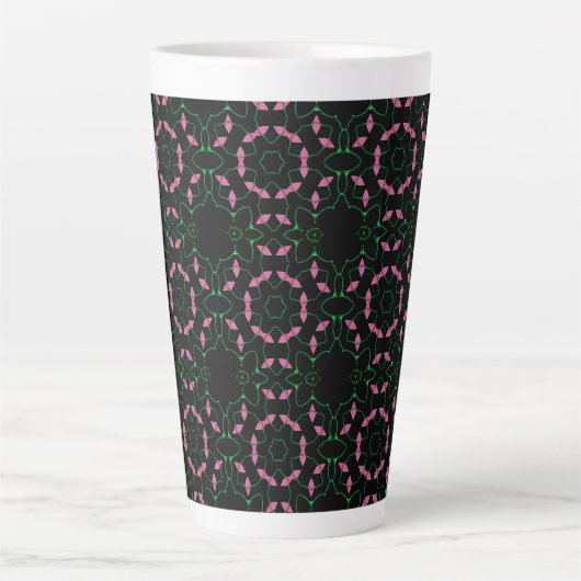 Emerald and Pink Kaleidoscope Latte Mok (Voorkant)