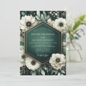 Emerald Anemone Botanical Romance Wedding Kaart (Staand voorkant)