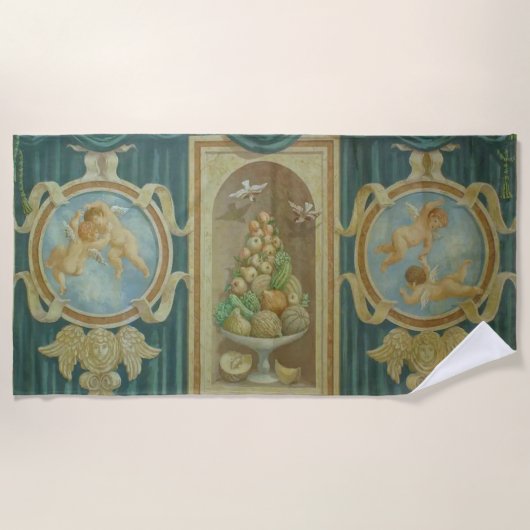 Emerald Angel Cherub Putti Gold Strandlaken (Voorkant)