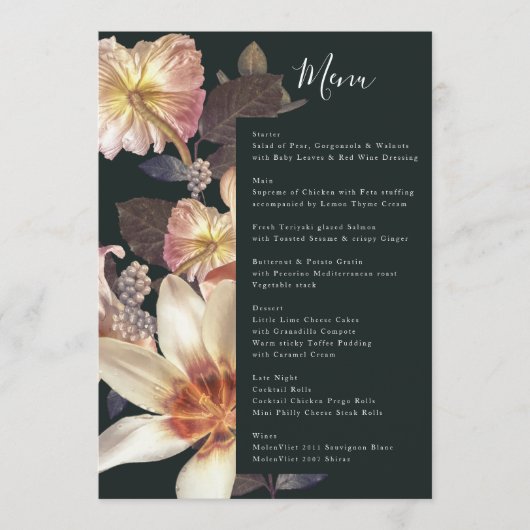 Emerald Antiek Vintage Wedding Menu (Voorkant)