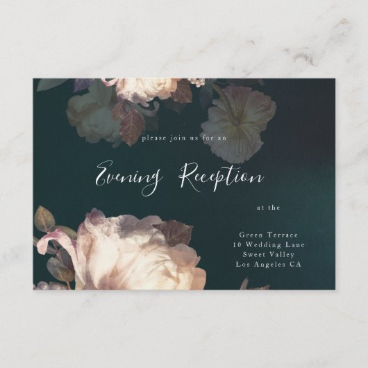 Emerald Antiek Vintage Wedding Reception Card Informatiekaartje (Voorkant)