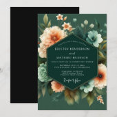 Emerald Apricot Artful Wedding Kaart (Voorkant / Achterkant)