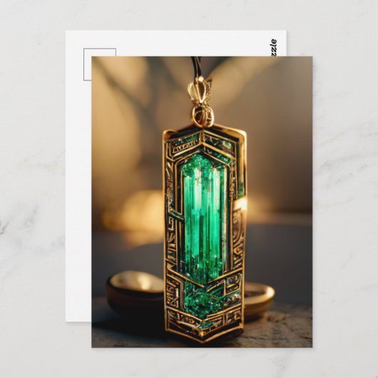 Emerald Art Deco-hanger Briefkaart (Voorkant / Achterkant)