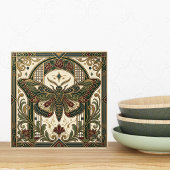 Emerald Art Nouveau Moth Decorative Tile Tegeltje