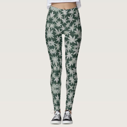 Emerald Asanoha: een traditioneel Japans ontwerp Leggings (Voorkant)