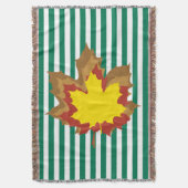 Emerald Autumnal Stripes met Leaves Deken (Voorkant Verticaal)