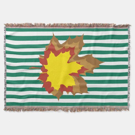 Emerald Autumnal Stripes met Leaves Deken (Voorkant)
