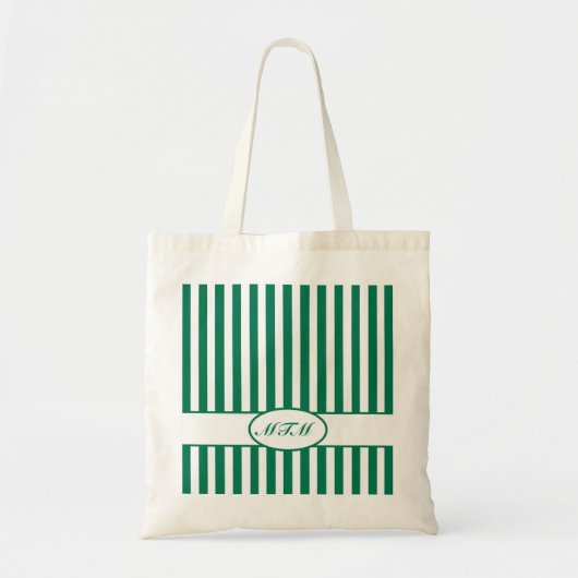 Emerald Autumnal Stripes met monogram Tote Bag (Voorkant)