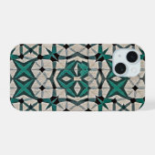 Emerald axis abstract geometric pattern 1284 iPhone 15 case (Achterkant horizontaal)