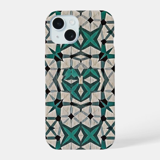 Emerald axis abstract geometric pattern 1284 iPhone 15 case (Achterkant)