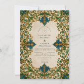 Emerald Barok Islamitische Bruiloft Kaart (Voorkant)