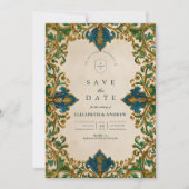 Emerald Barok Islamitische Bruiloft Save The Date (Voorkant)