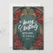 Emerald Barok Kerstmis Feestdagenkaart (Voorkant)