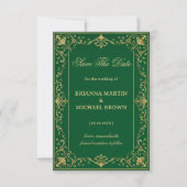 Emerald Barok Luxe Keltisch Save The Date (Voorkant)