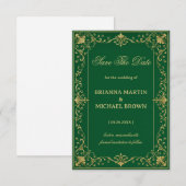 Emerald Barok Luxe Keltisch Save The Date (Voorkant / Achterkant)