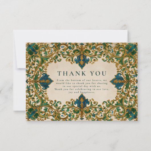 Emerald Baroque Islamic Wedding Bedankkaart (Voorkant)