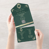 Emerald Baroque QR All-in-One Program Uitnodiging (Afscheurbaar)