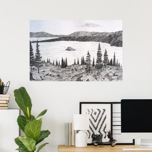 Emerald Bay met Fannette Island, Lake Tahoe, CA Poster (Thuiskantoor)