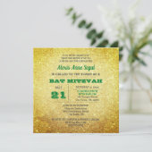 Emerald Birthstone Glitter Glam Bat Mitzvah Kaart (Staand voorkant)