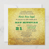 Emerald Birthstone Glitter Glam Bat Mitzvah Kaart (Voorkant)
