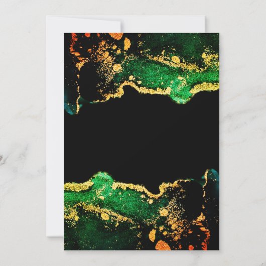 Emerald Black Gold  Script Digital Weddenschap Kaart (Achterkant)