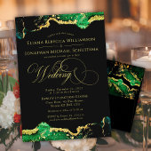 Emerald Black Gold  Script Digital Weddenschap Kaart