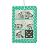 Emerald & Black Instagram 5 Photo Collage Monogram Luchtverfrisser (Voorkant)