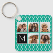 Emerald & Black Instagram 5 Photo Collage Monogram Sleutelhanger (Voorkant)
